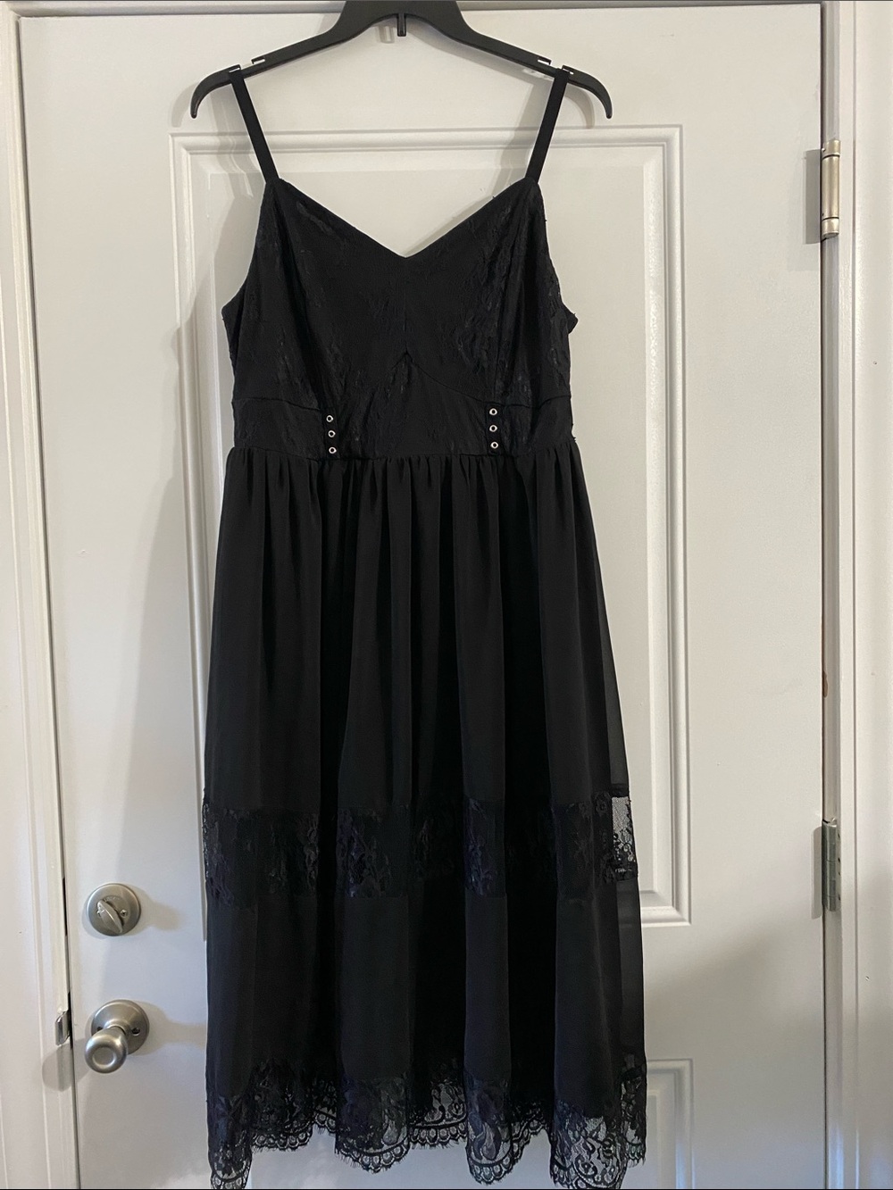 Torrid Black Lace-Trim Midi Slip Dress
